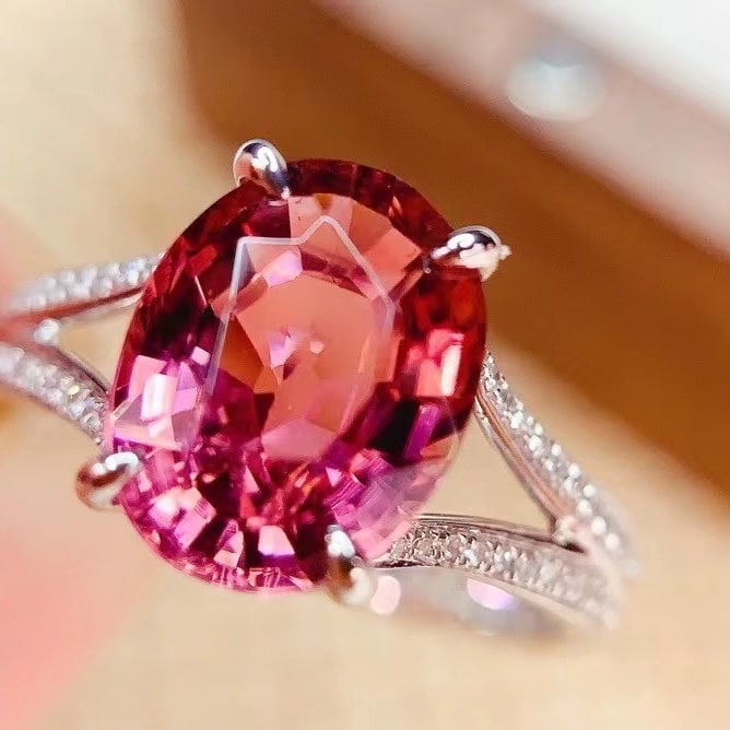 14k Gold 2.8 Ct Natural Tourmaline & Diamond Ring - 2