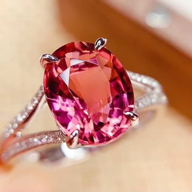 14k Gold 2.8 Ct Natural Tourmaline & Diamond Ring - 3