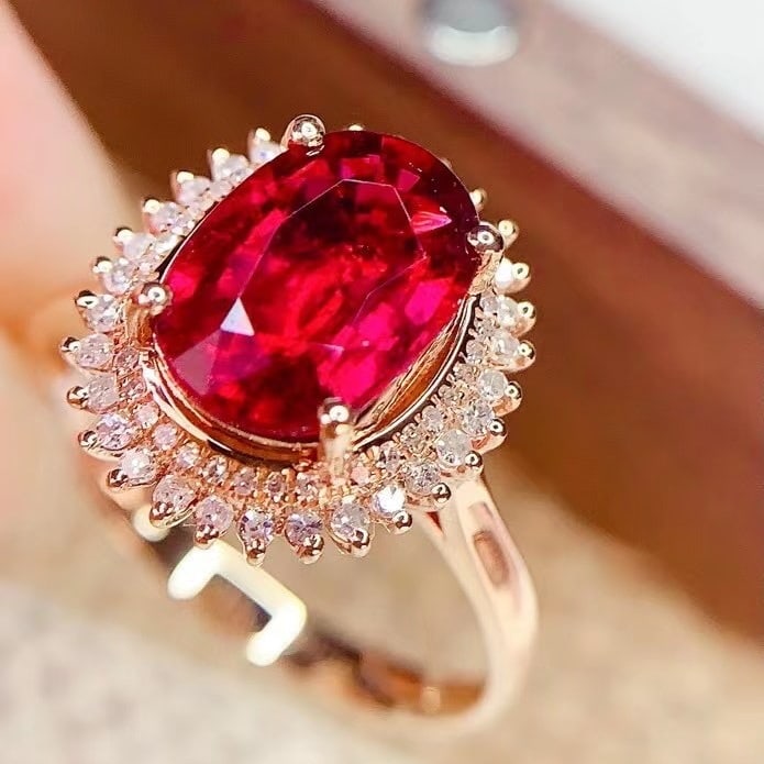 14k Gold 2.8 Ct Natural Tourmaline & Diamond Ring - 2