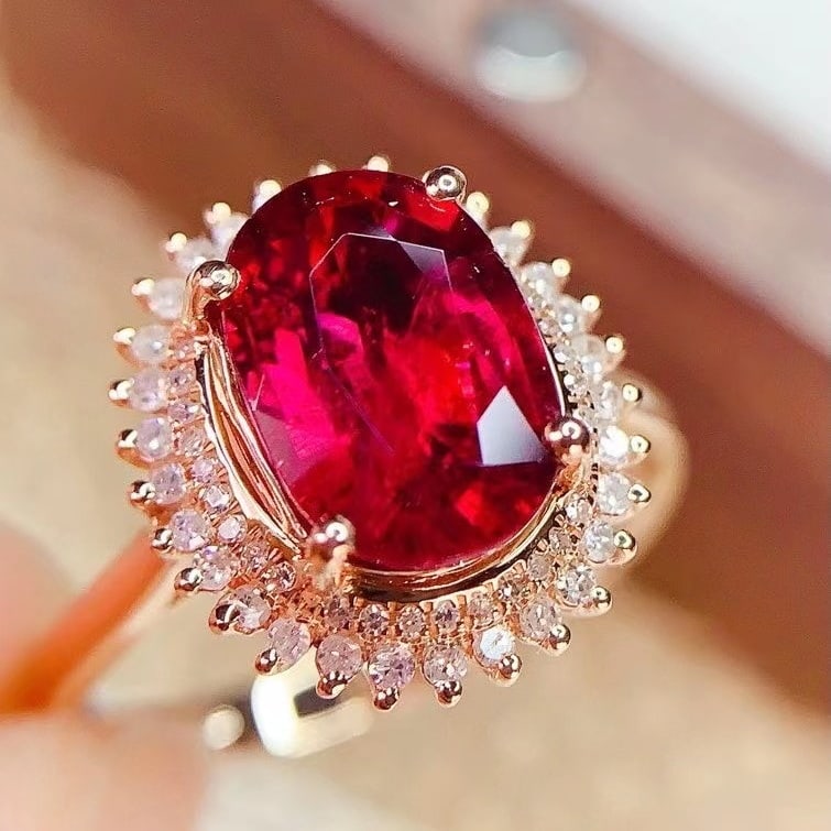 14k Gold 2.8 Ct Natural Tourmaline & Diamond Ring - 3