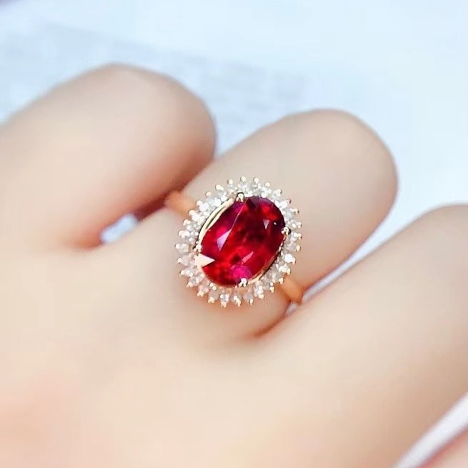 14k Gold 2.8 Ct Natural Tourmaline & Diamond Ring - 6