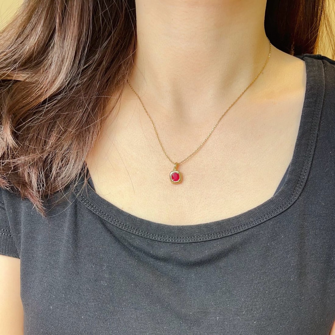 14k Gold 0.61 Ct Natural Ruby Pendant( Without Chain ) - 2