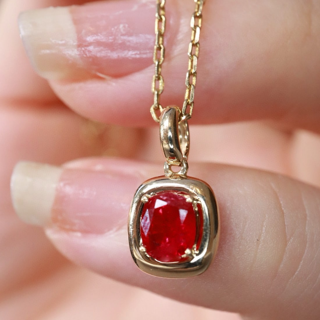 14k Gold 0.61 Ct Natural Ruby Pendant( Without Chain ) - 3