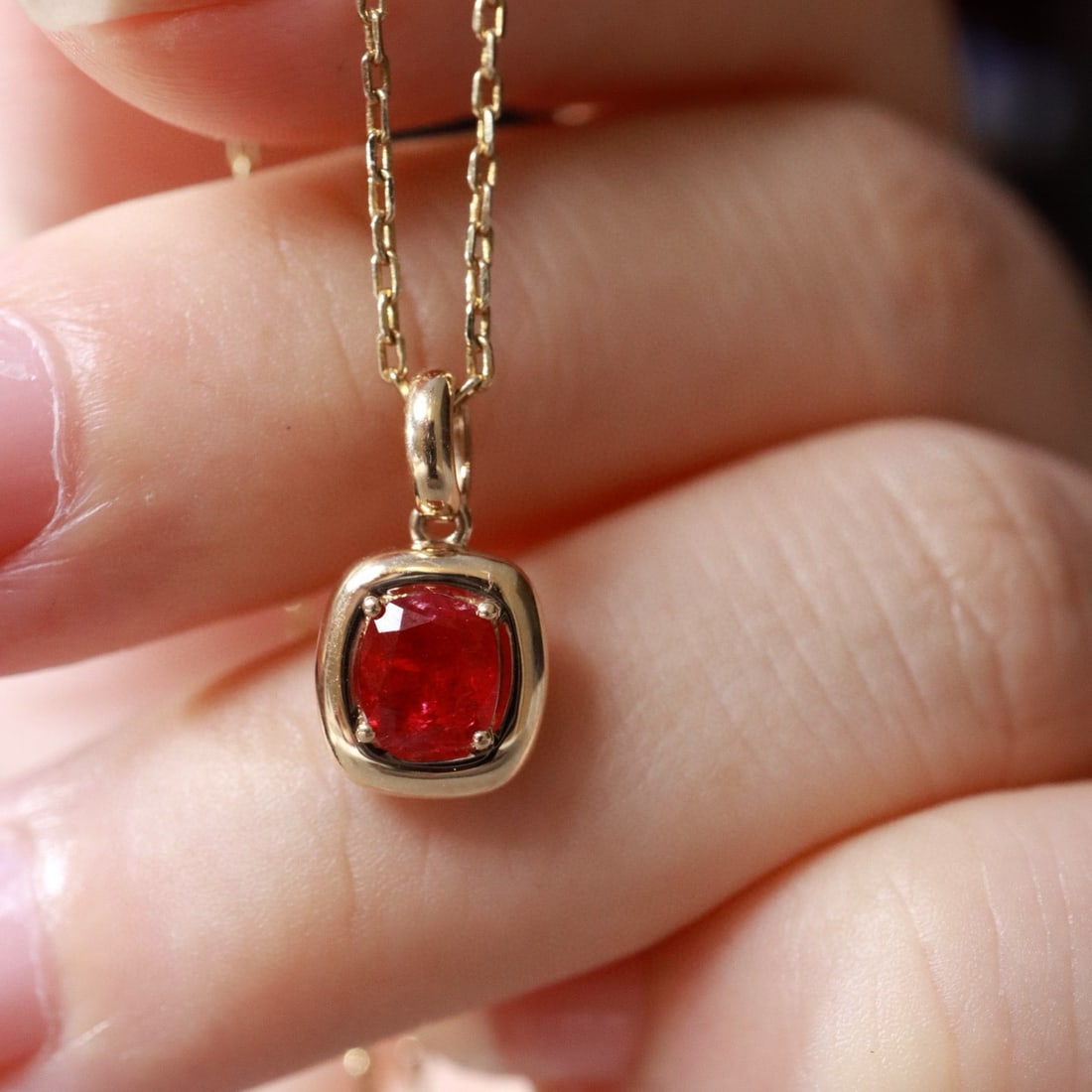 14k Gold 0.61 Ct Natural Ruby Pendant( Without Chain ) - 4