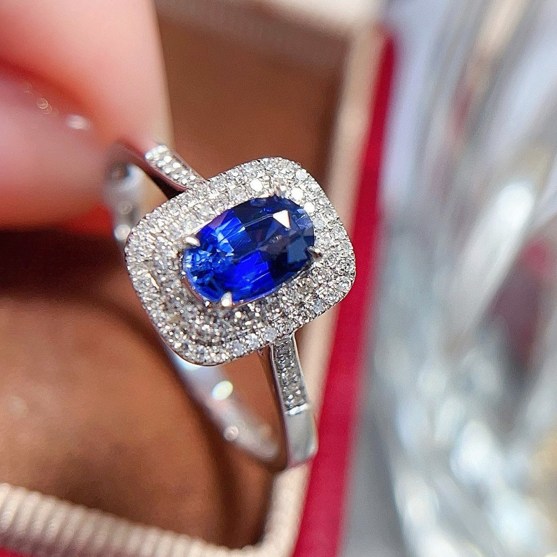 14k Gold 0.65 Ct Natural Sapphire & Diamond Ring - 3