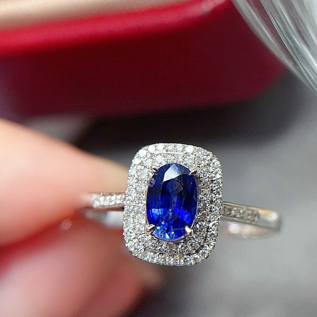 14k Gold 0.65 Ct Natural Sapphire & Diamond Ring - 4