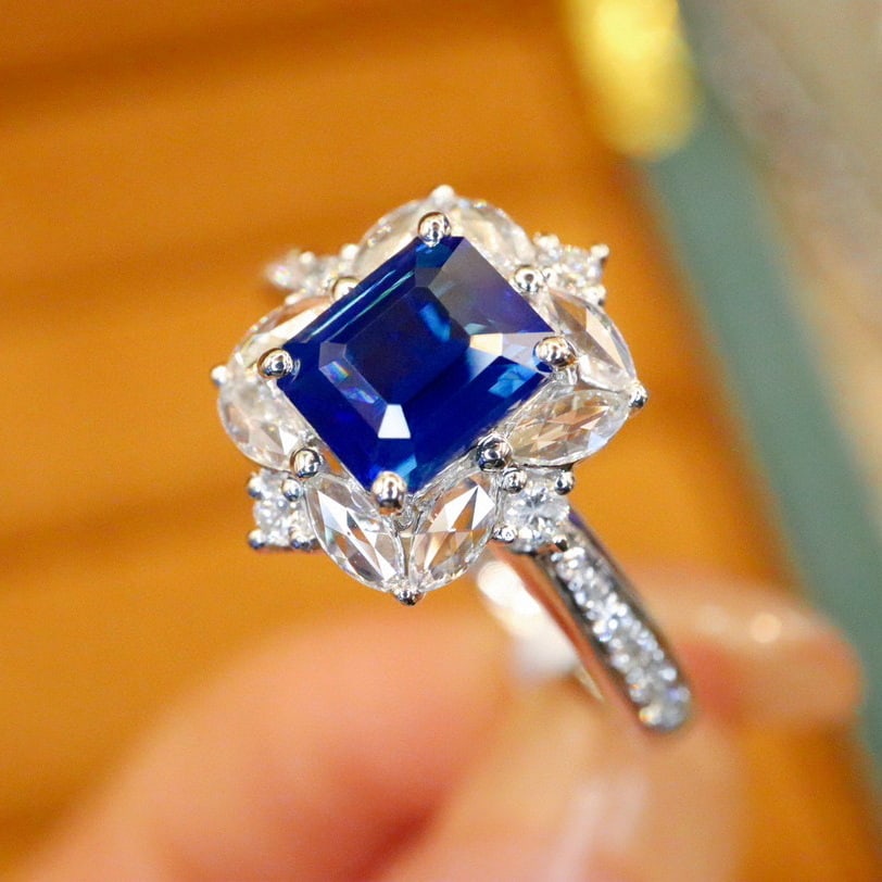 14k Gold 1.59 Ctw Natural Sapphire & Diamond Ring - 3