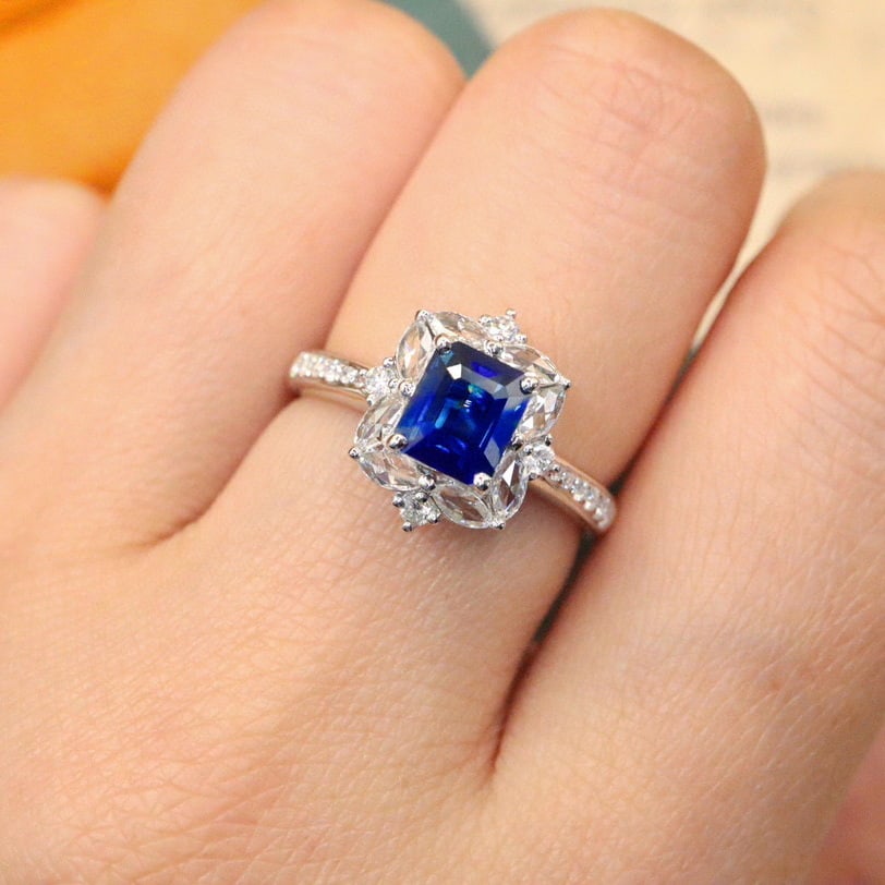 14k Gold 1.59 Ctw Natural Sapphire & Diamond Ring - 5