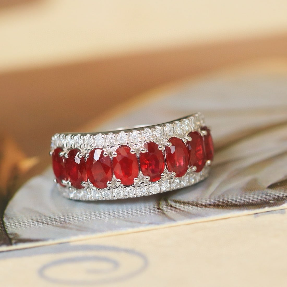 14k Gold 2.70 Ctw Natural Ruby & Diamond Ring: Ref:230982322 / / gold content:14k gold / / ring size:7. 25us / / / / main gemstone:ruby / / shape:oval / / carat weight:2. 28ct / / color:pigeonblood red / / treatment:natural / / / / adjacent