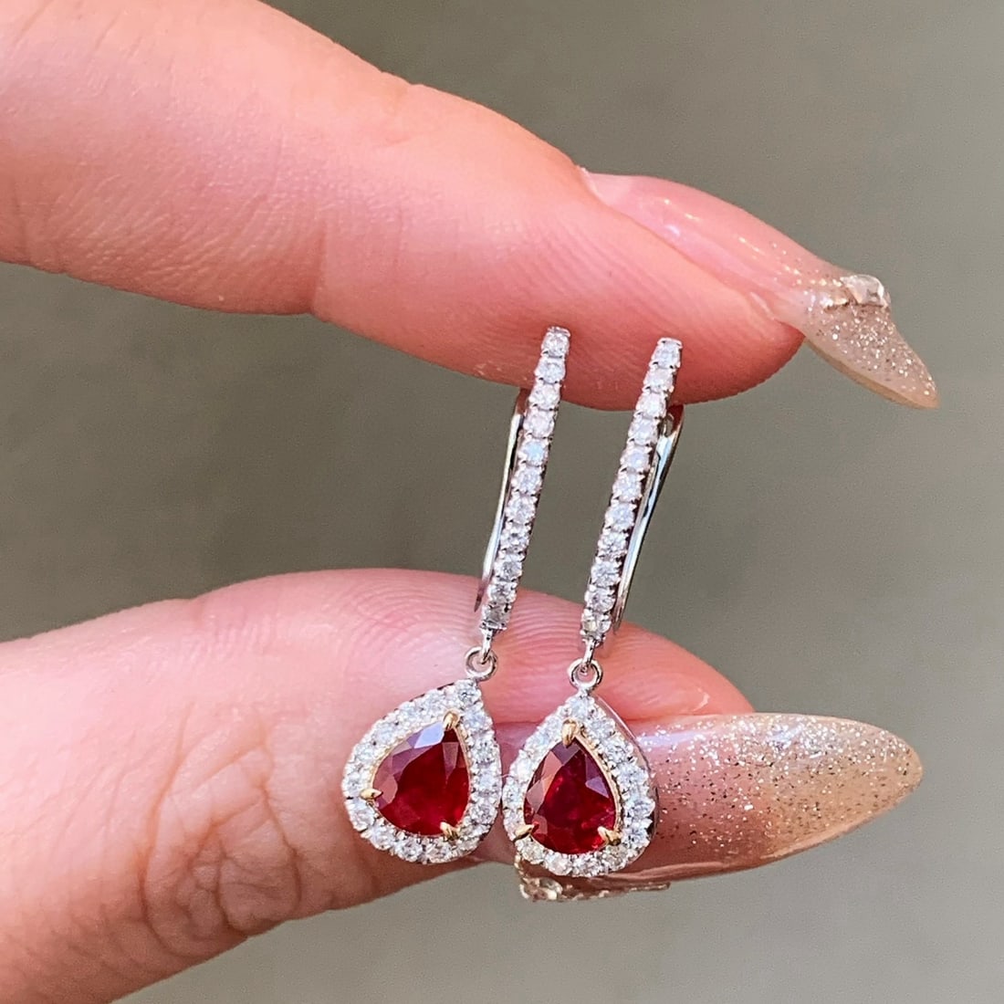 14k Gold 1.42 Ctw Natural Ruby & Diamond Earrings - 2