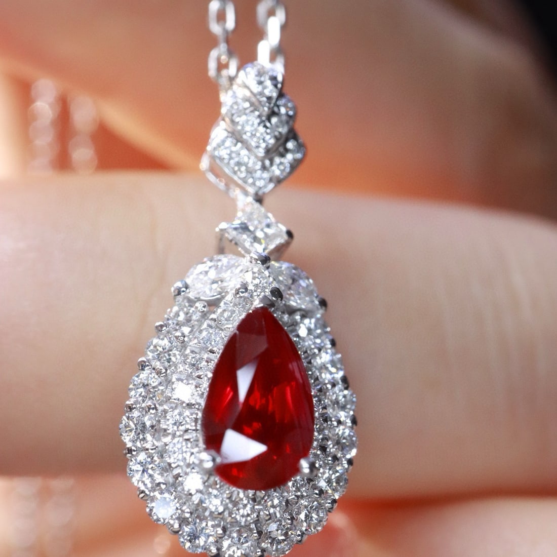 14k Gold 1.30 Ctw Natural Ruby & Diamond Pendant( Without Chain ) (1 of 7)