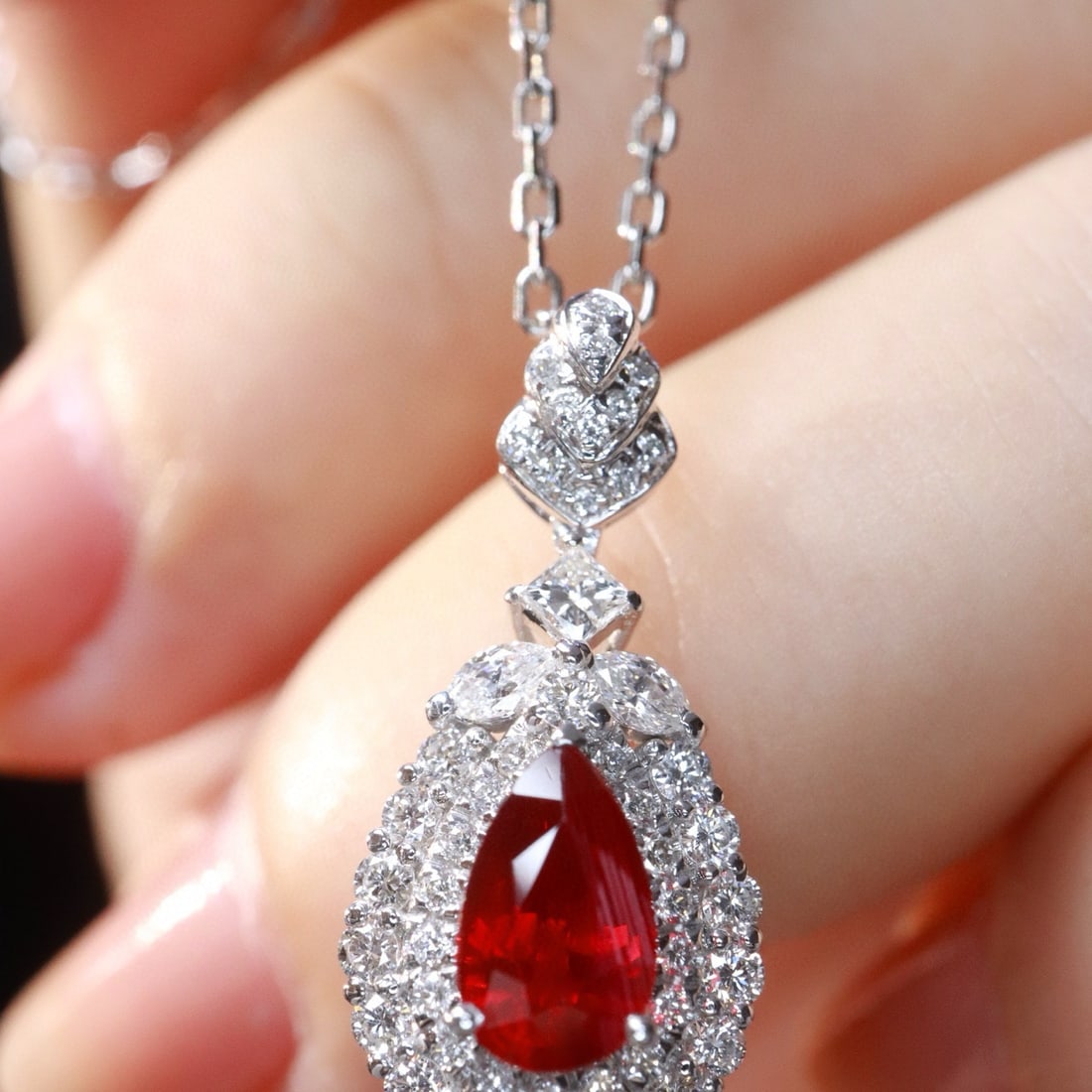 14k Gold 1.30 Ctw Natural Ruby & Diamond Pendant( Without Chain ) - 2