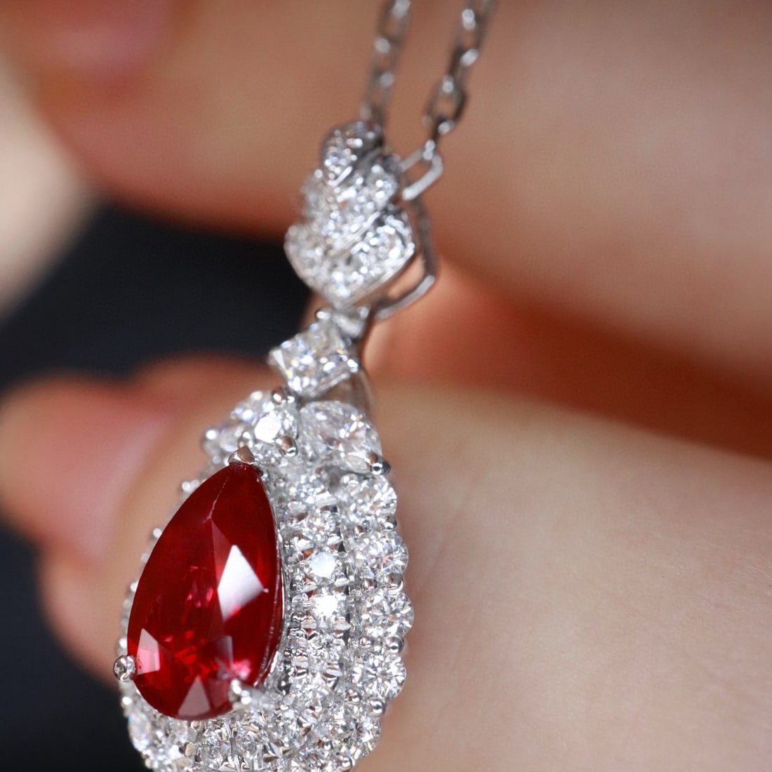 14k Gold 1.30 Ctw Natural Ruby & Diamond Pendant( Without Chain ) - 3