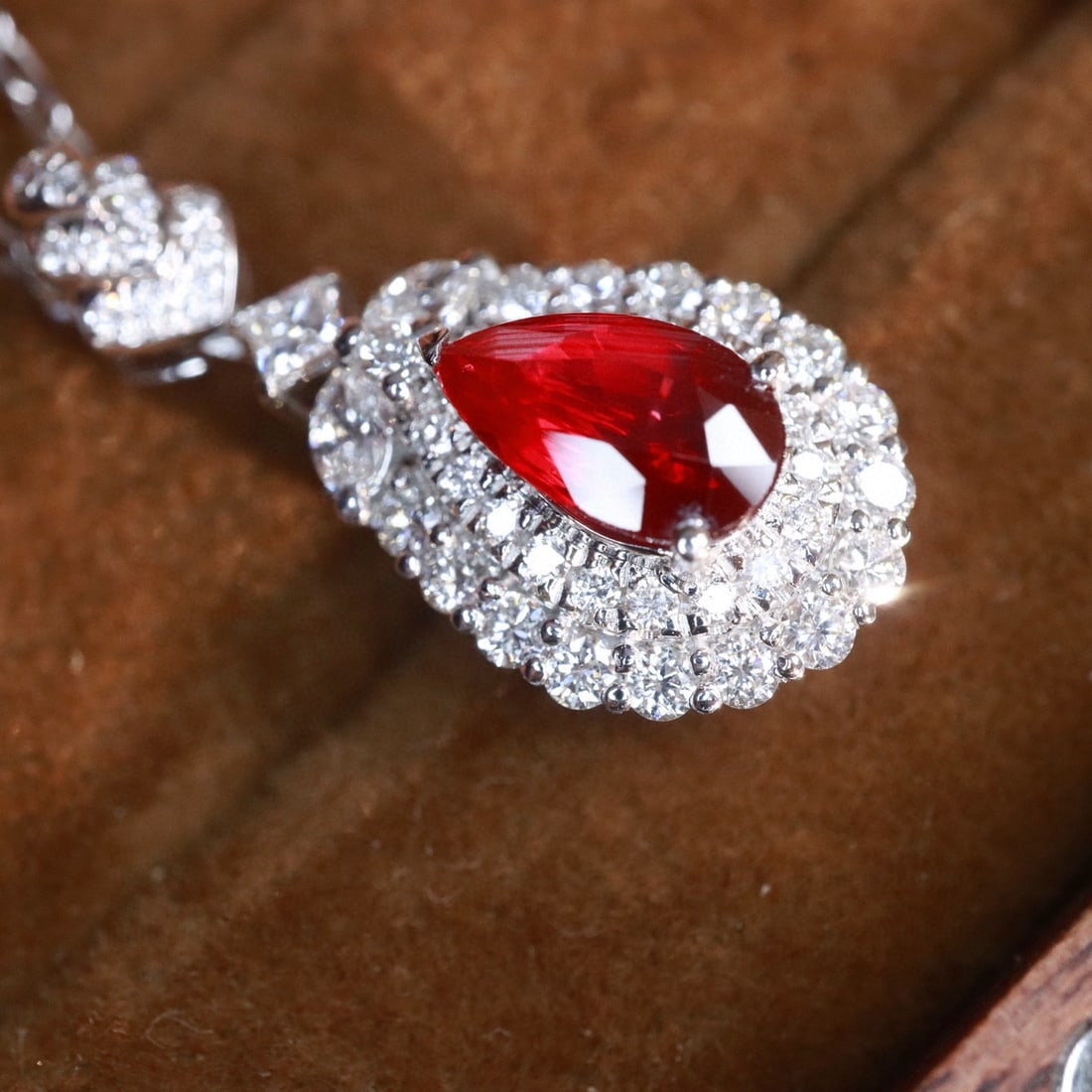 14k Gold 1.30 Ctw Natural Ruby & Diamond Pendant( Without Chain ) - 5
