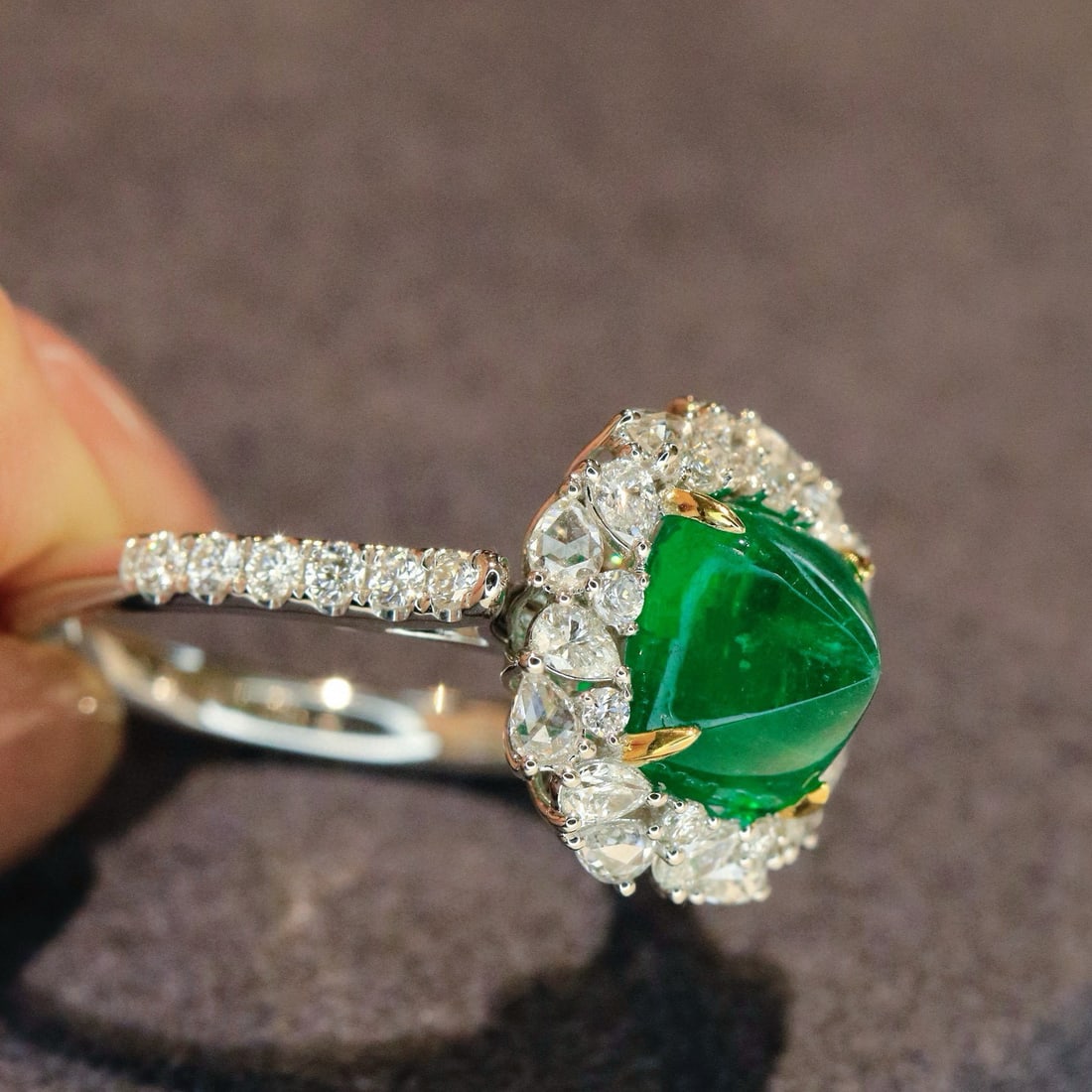 14k Gold 3.84 Ctw Vivid Green Natural Emerald & Diamond Ring/pendant( Without Chain ) - 3