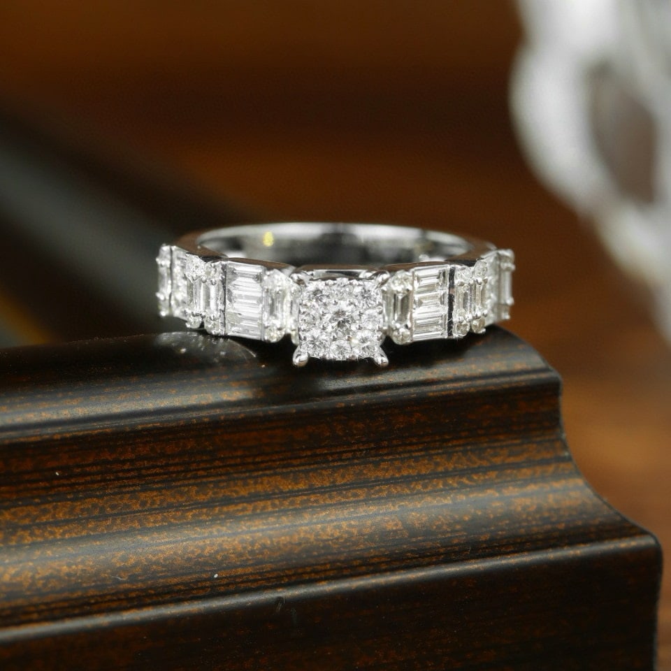 14k Gold 0.85 Ct Natural H Diamond Ring: Ref:230982335 / / gold content:14k gold / / ring size:7. 25us / / / / main gemstone:diamond / / shape:multiply / / carat weight:0. 85ct / / clarity grade:vs-si / / color:h / / treatment:natural / /