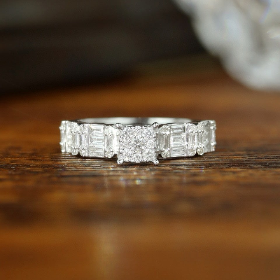 14k Gold 0.85 Ct Natural H Diamond Ring - 5