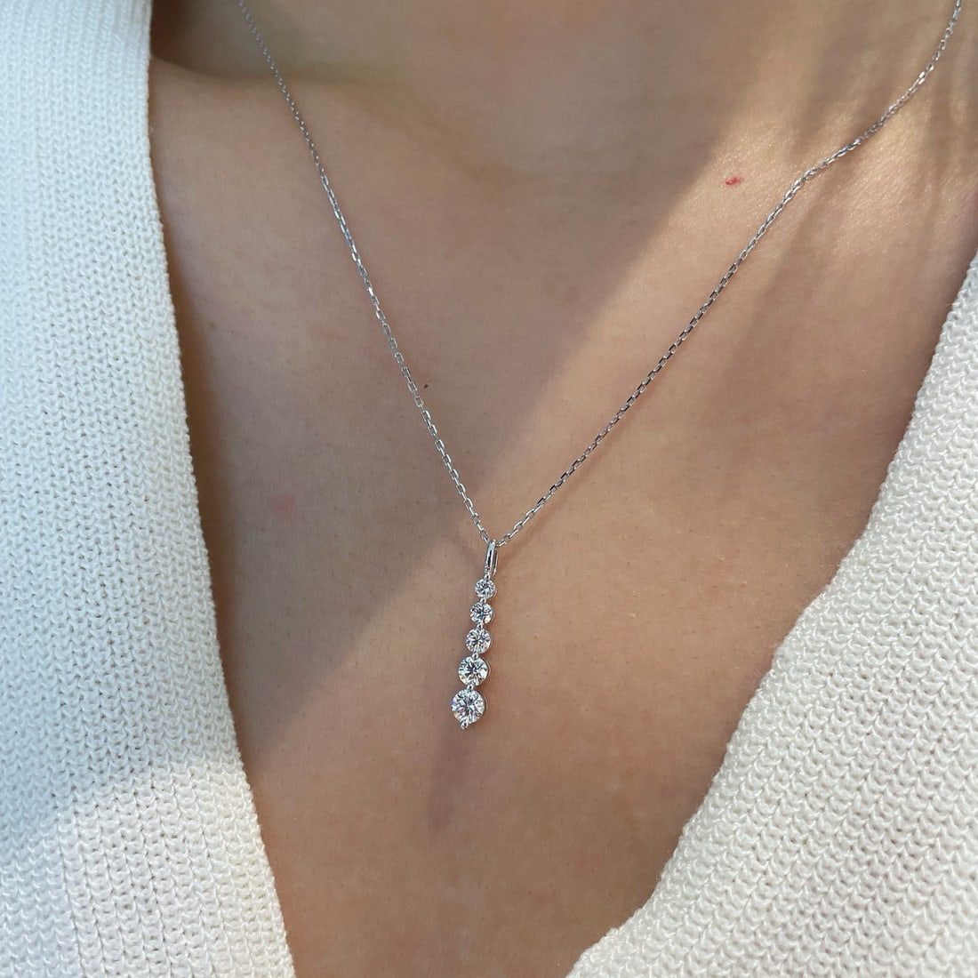 14k Gold 0.45 Ct Natural H Diamond Necklace - 3