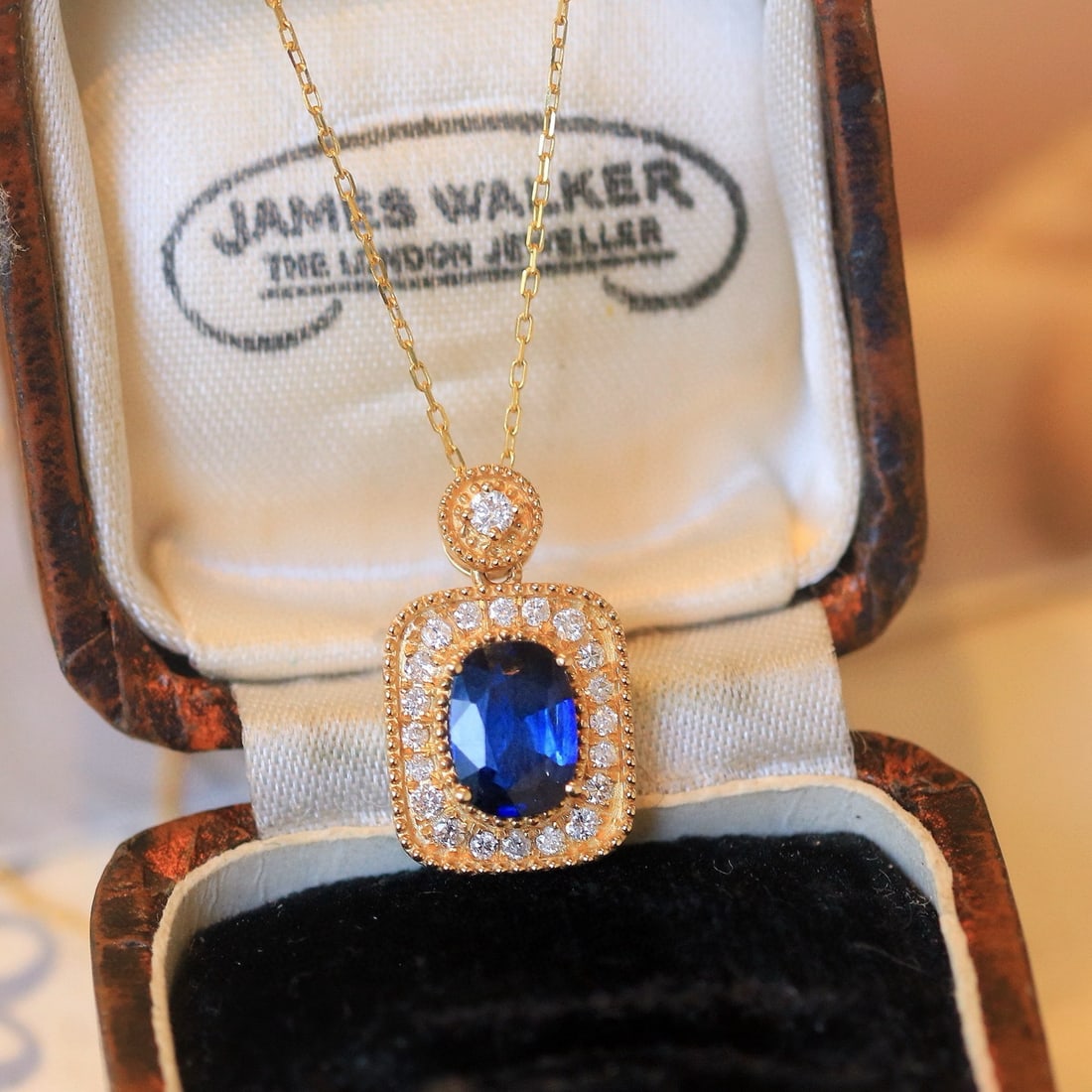 14k Gold 1.35 Ctw Natural Sapphire & Diamond Pendant( Without Chain ): Ref:230982340 / / gold content:14k gold / / main gemstone:sapphire / / shape:oval / / carat weight:1. 12ct / / color:royal blue / / treatment:natural / / / / adjacent gemstone 2 : diamond / /