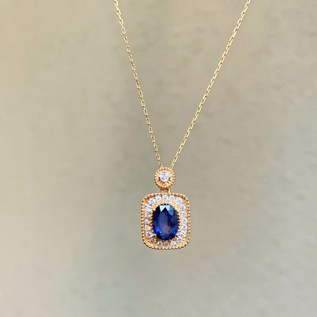 14k Gold 1.35 Ctw Natural Sapphire & Diamond Pendant( Without Chain ) - 3