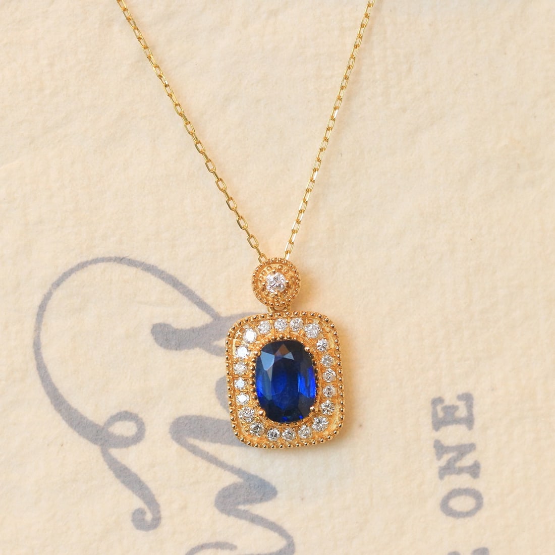 14k Gold 1.35 Ctw Natural Sapphire & Diamond Pendant( Without Chain ) - 5