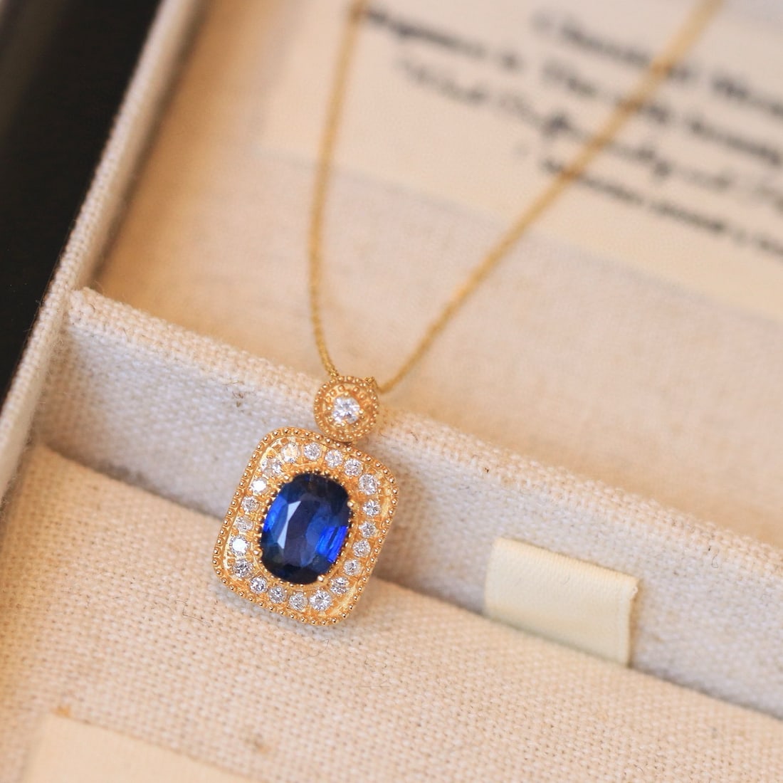 14k Gold 1.35 Ctw Natural Sapphire & Diamond Pendant( Without Chain ) - 6