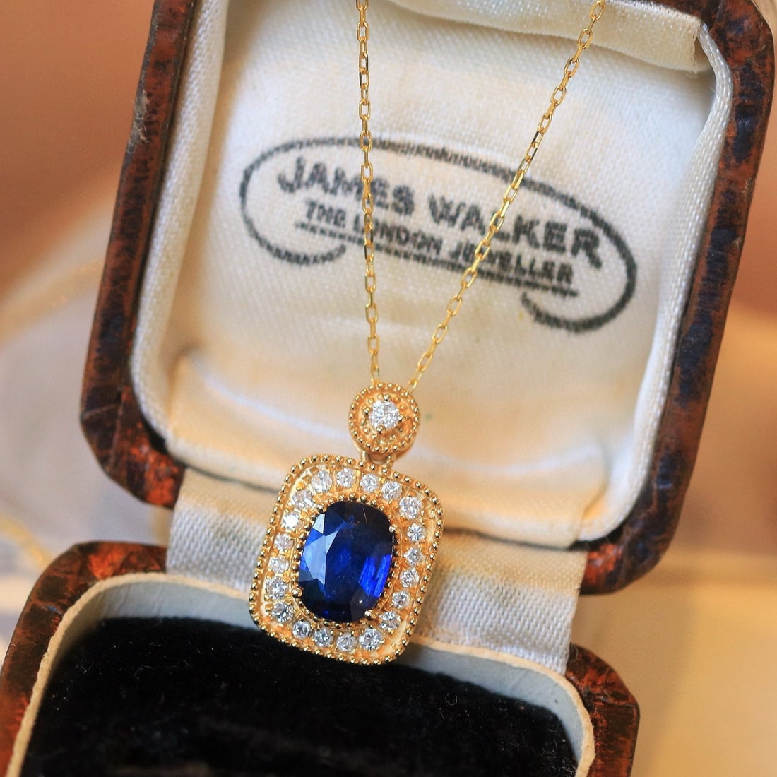 14k Gold 1.35 Ctw Natural Sapphire & Diamond Pendant( Without Chain ) - 7