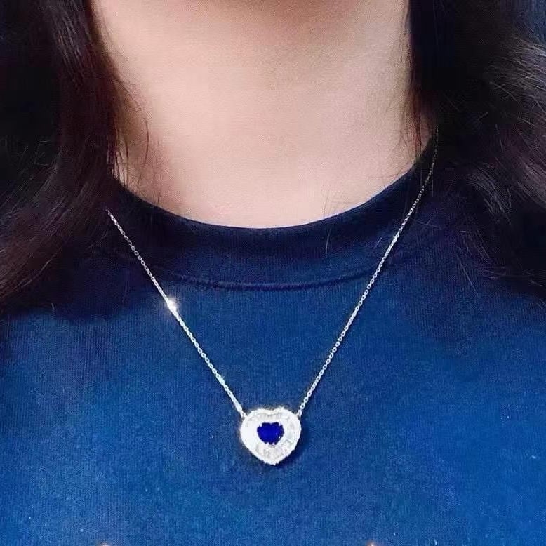 14k Gold 1.93 Ctw Natural Sapphire & Diamond Necklace - 2