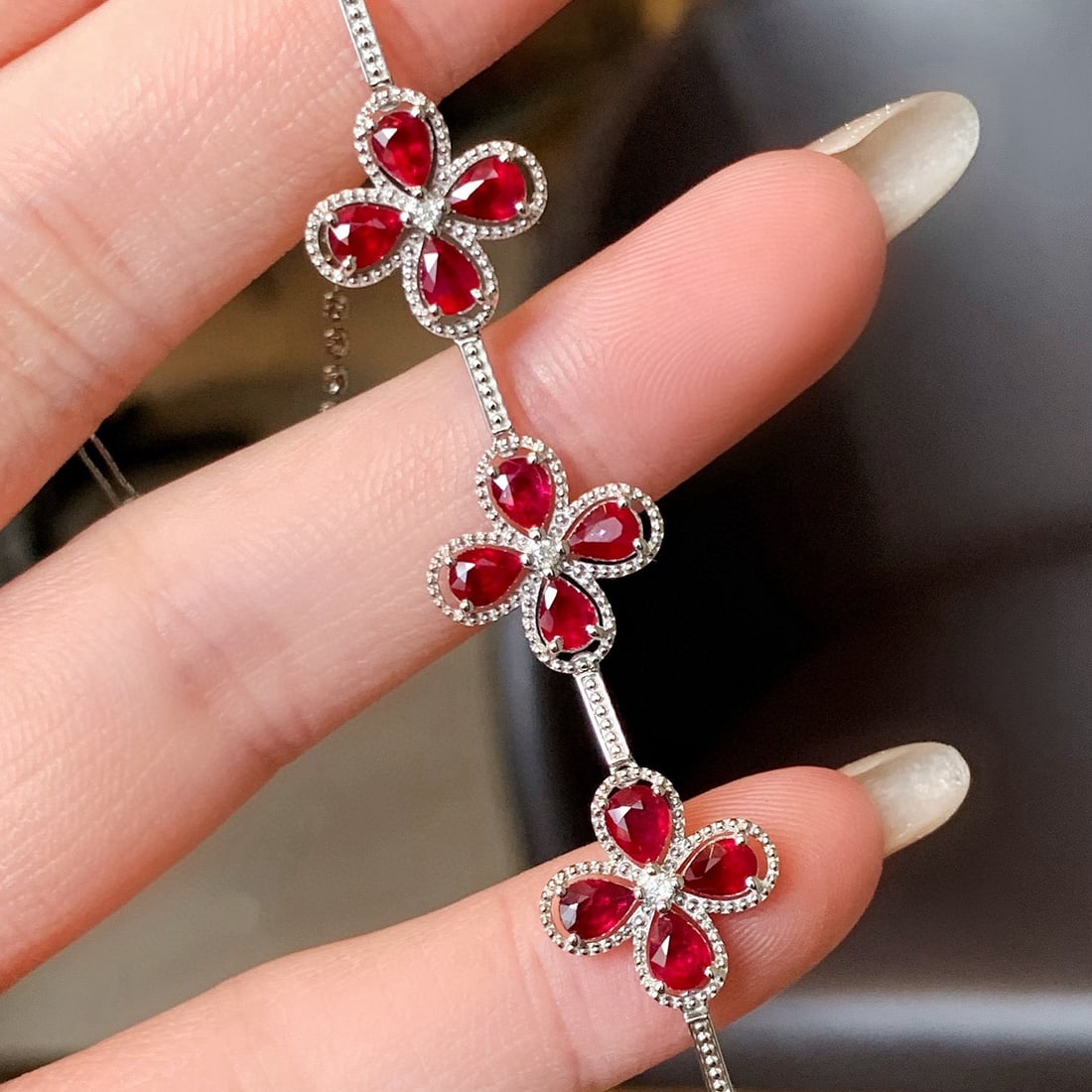14k Gold 2.35 Ctw Natural Ruby & Diamond Bracelet - 5