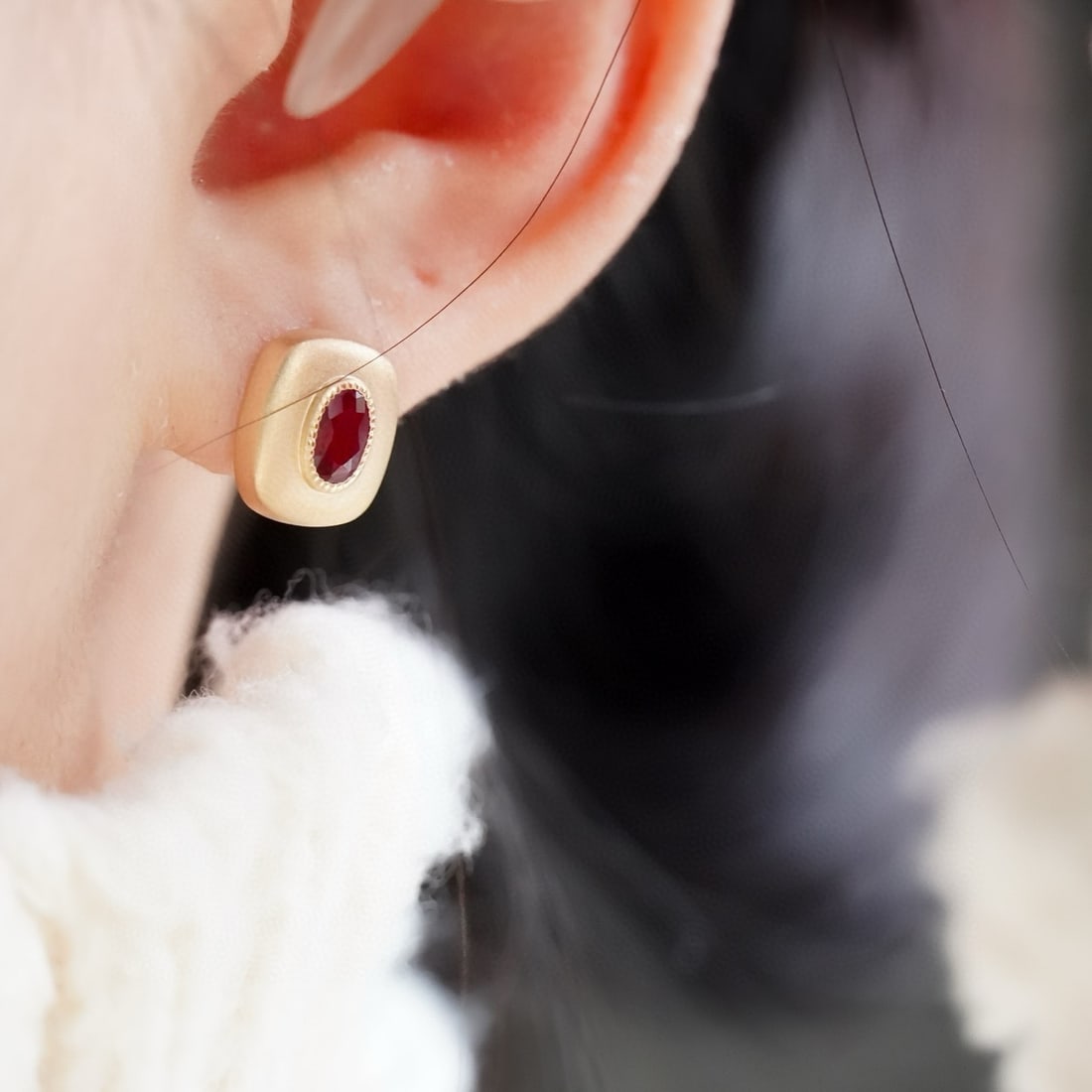 14k Gold 0.6 Ct Natural Ruby Earrings - 6