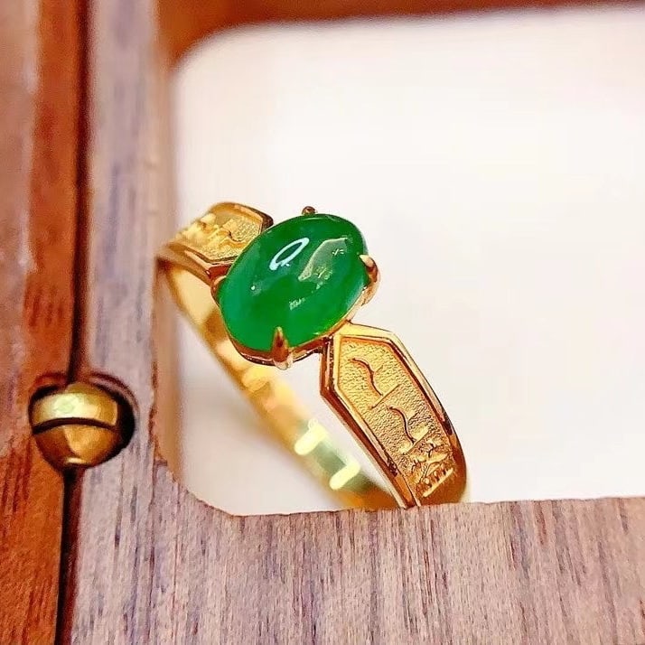 14k Gold 1.2 Ct Natural Emerald Ring - 5
