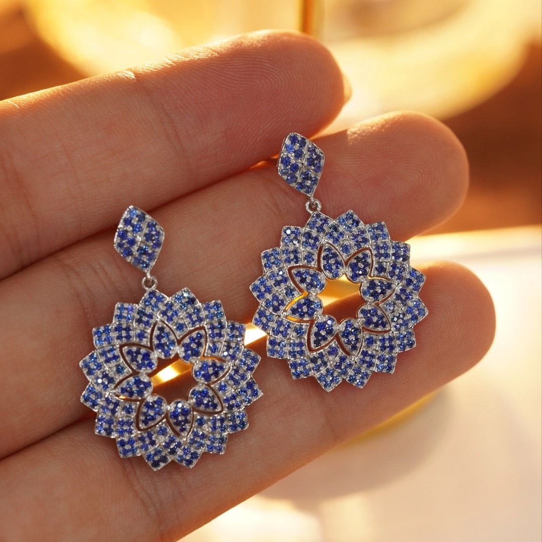 14k Gold 2.0 Ct Natural Sapphire Earrings: Ref:230982367 / / gold content:14k gold / / main gemstone:sapphire / / shape:round / / carat weight:2. 0ct / / color:blue / / treatment:natural / / cut grade:g / / High Estimate: 4300 Condition: New