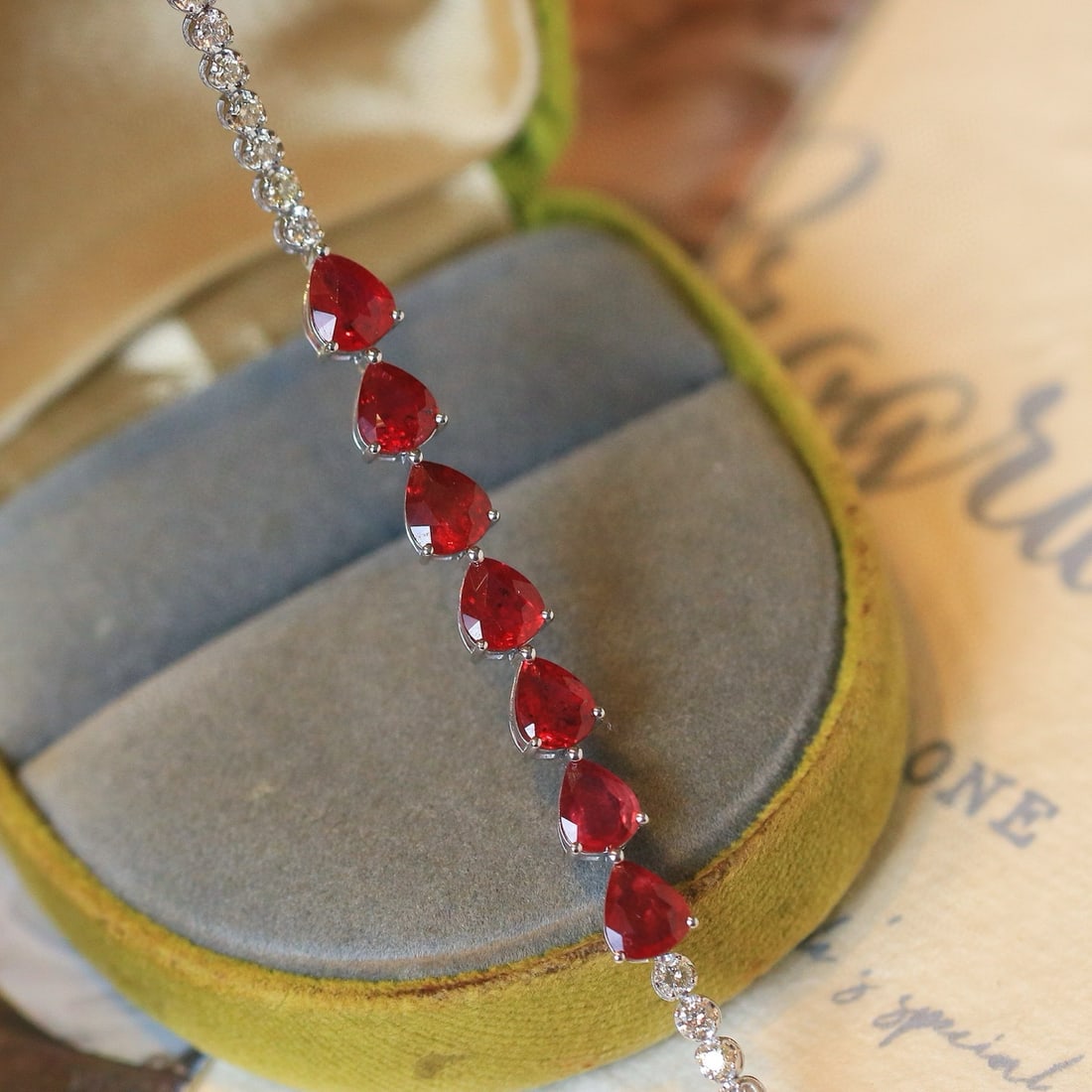 14k Gold 5.64 Ctw Natural Ruby & Diamond Bracelet - 2