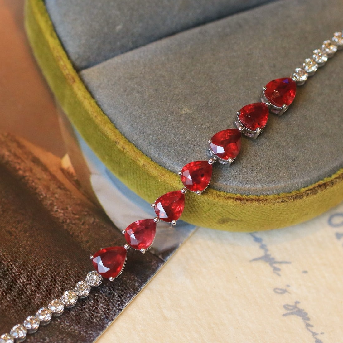 14k Gold 5.64 Ctw Natural Ruby & Diamond Bracelet - 3