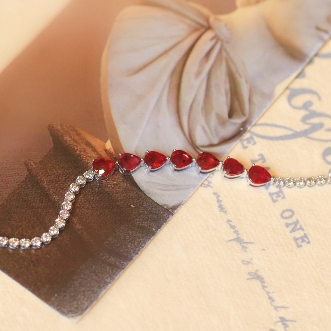 14k Gold 5.64 Ctw Natural Ruby & Diamond Bracelet - 4