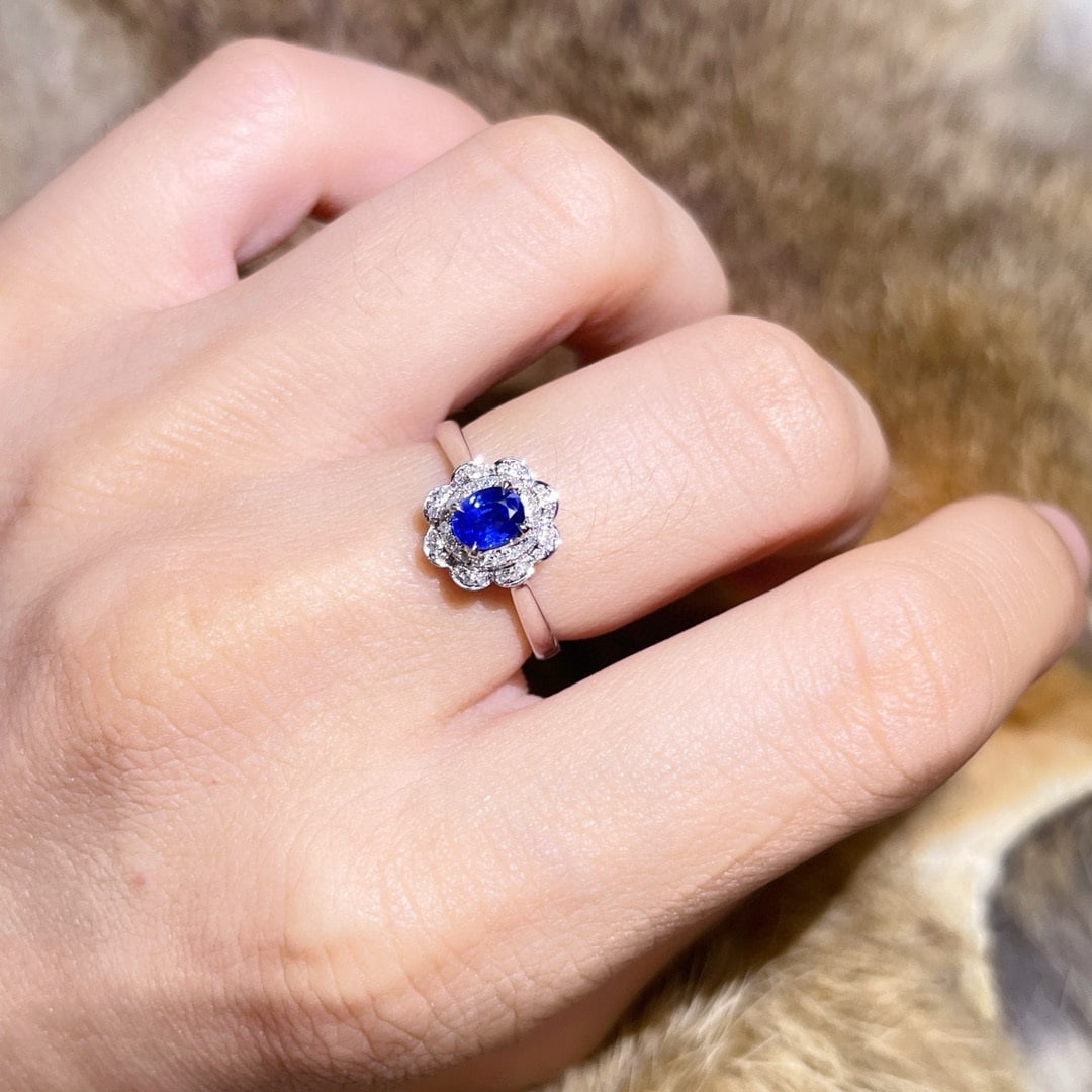 14k Gold 0.58 Ctw Natural Sapphire & Diamond Ring - 2