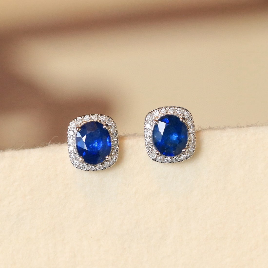 14k Gold 2.22 Ctw Natural Sapphire & Diamond Earrings - 2
