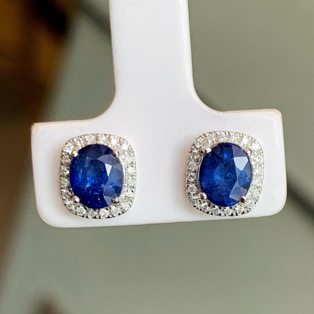 14k Gold 2.22 Ctw Natural Sapphire & Diamond Earrings - 4