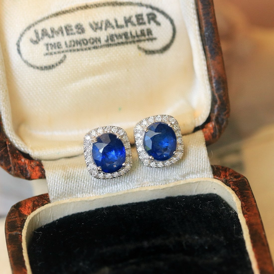 14k Gold 2.22 Ctw Natural Sapphire & Diamond Earrings - 7