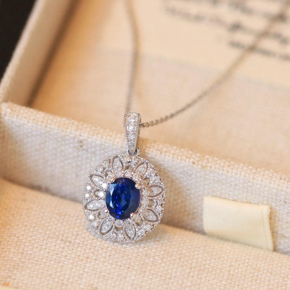 14k Gold 1.03 Ctw Natural Sapphire & Diamond Pendant( Without Chain ): Ref:230982385 / / gold content:14k gold / / main gemstone:sapphire / / shape:oval / / carat weight:0. 78ct / / color:royal blue / / treatment:natural / / / / adjacent gemstone 2 : diamond / /