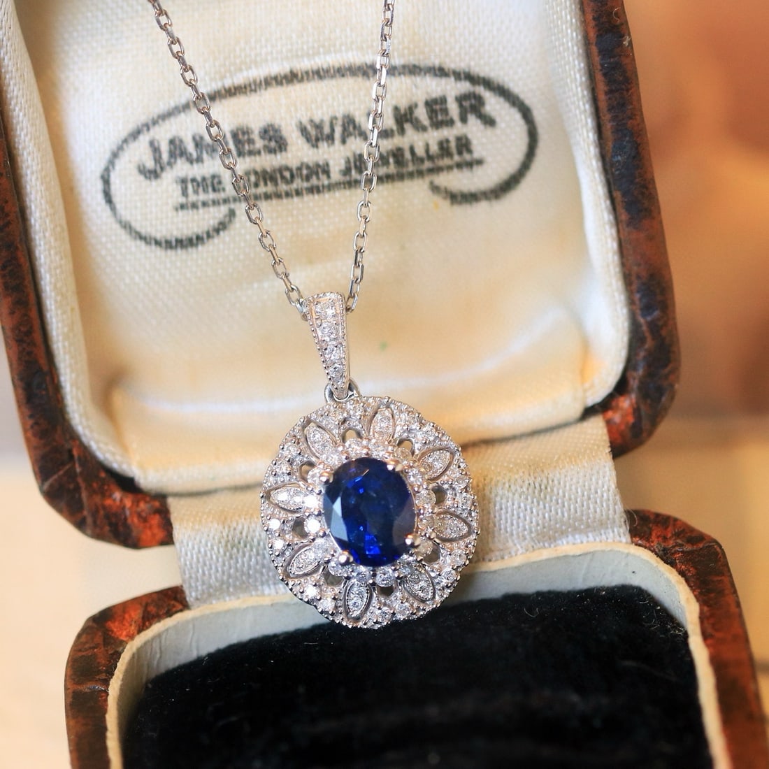 14k Gold 1.03 Ctw Natural Sapphire & Diamond Pendant( Without Chain ) - 2