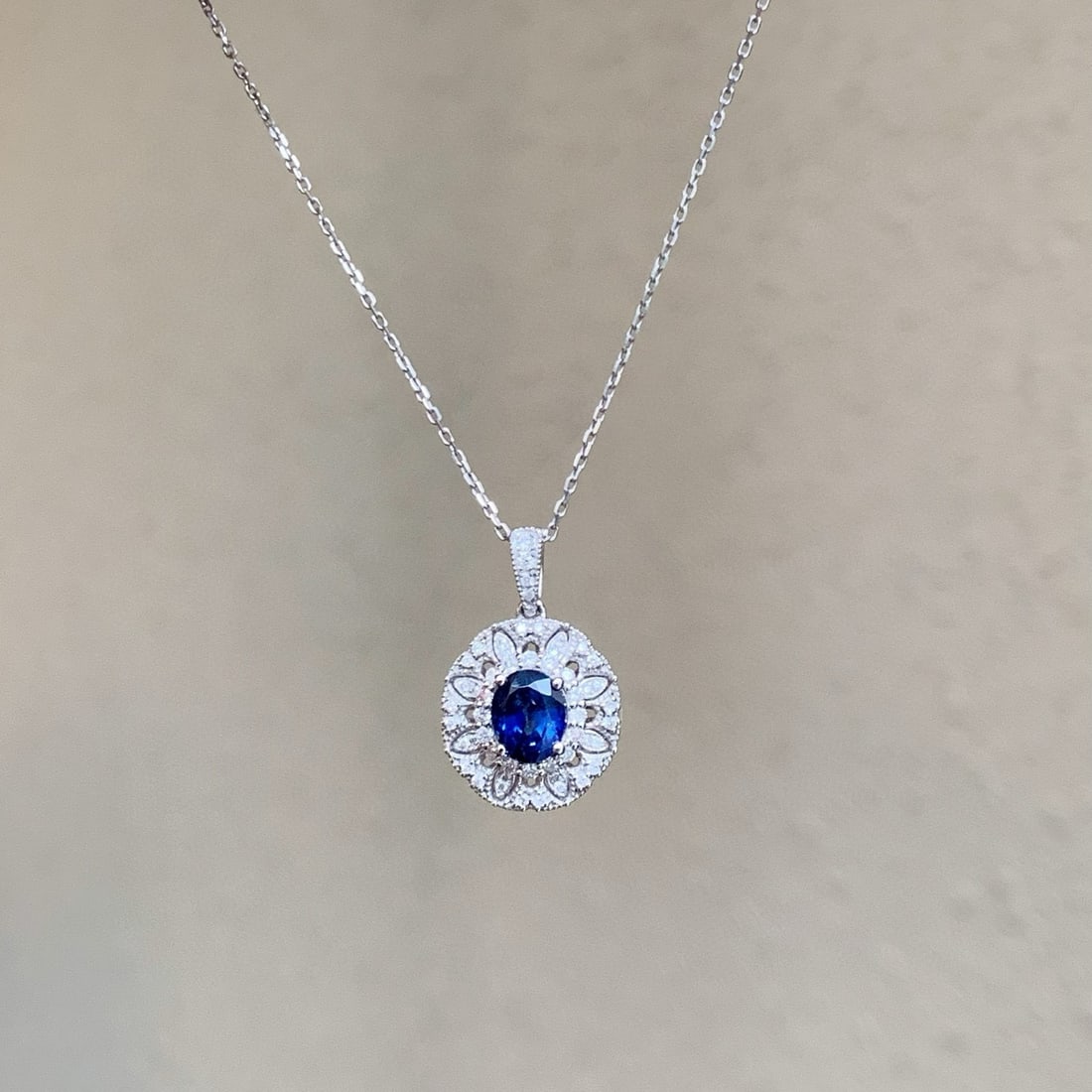 14k Gold 1.03 Ctw Natural Sapphire & Diamond Pendant( Without Chain ) - 4