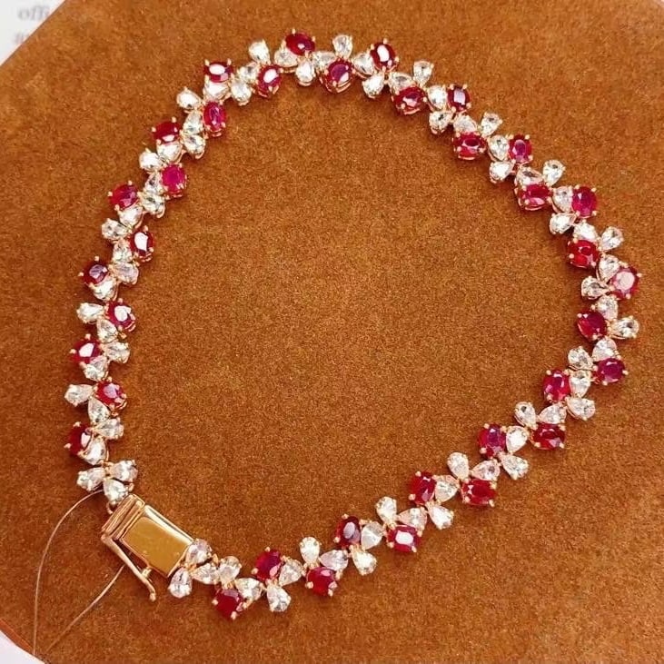 14k Gold 5.68 Ct Natural Ruby & Sapphire Bracelet - 3