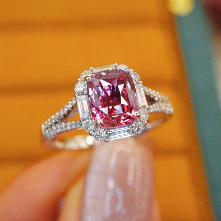 14k Gold 2.07 Ctw Natural Padparadscha Sapphire & Diamond Ring - 2