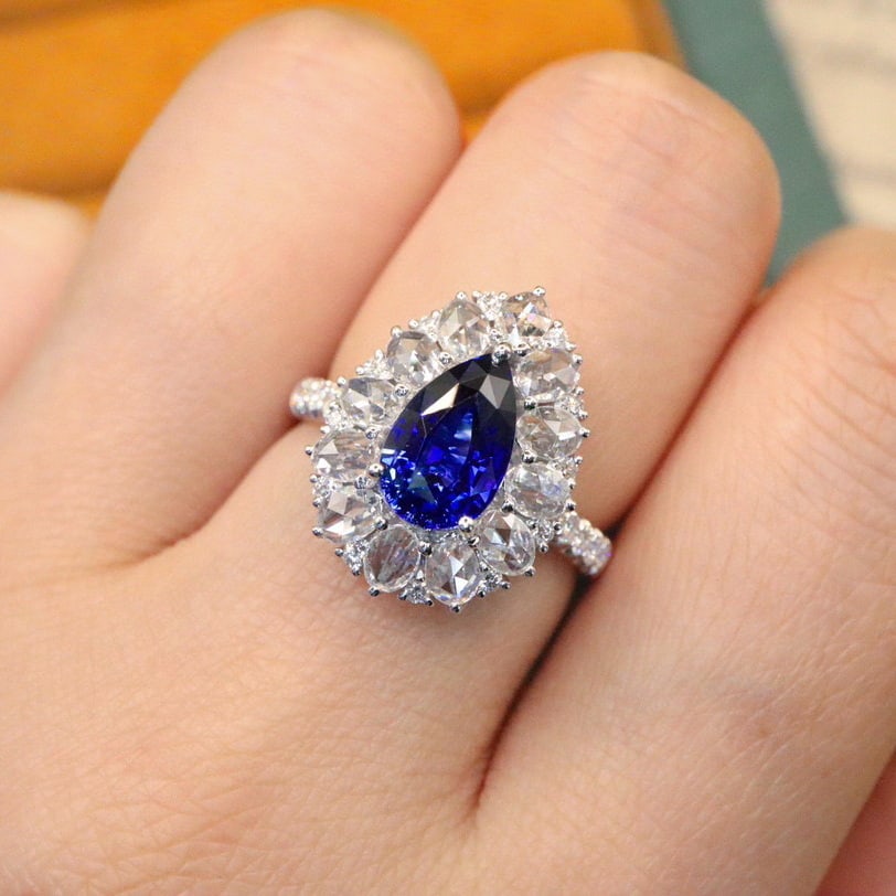 14k Gold 3.24 Ctw Natural Sapphire & Diamond Ring - 5