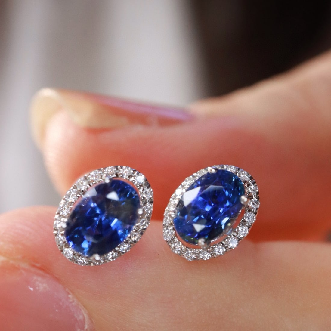 14k Gold 1.73 Ctw Natural Sapphire & Diamond Earrings - 3