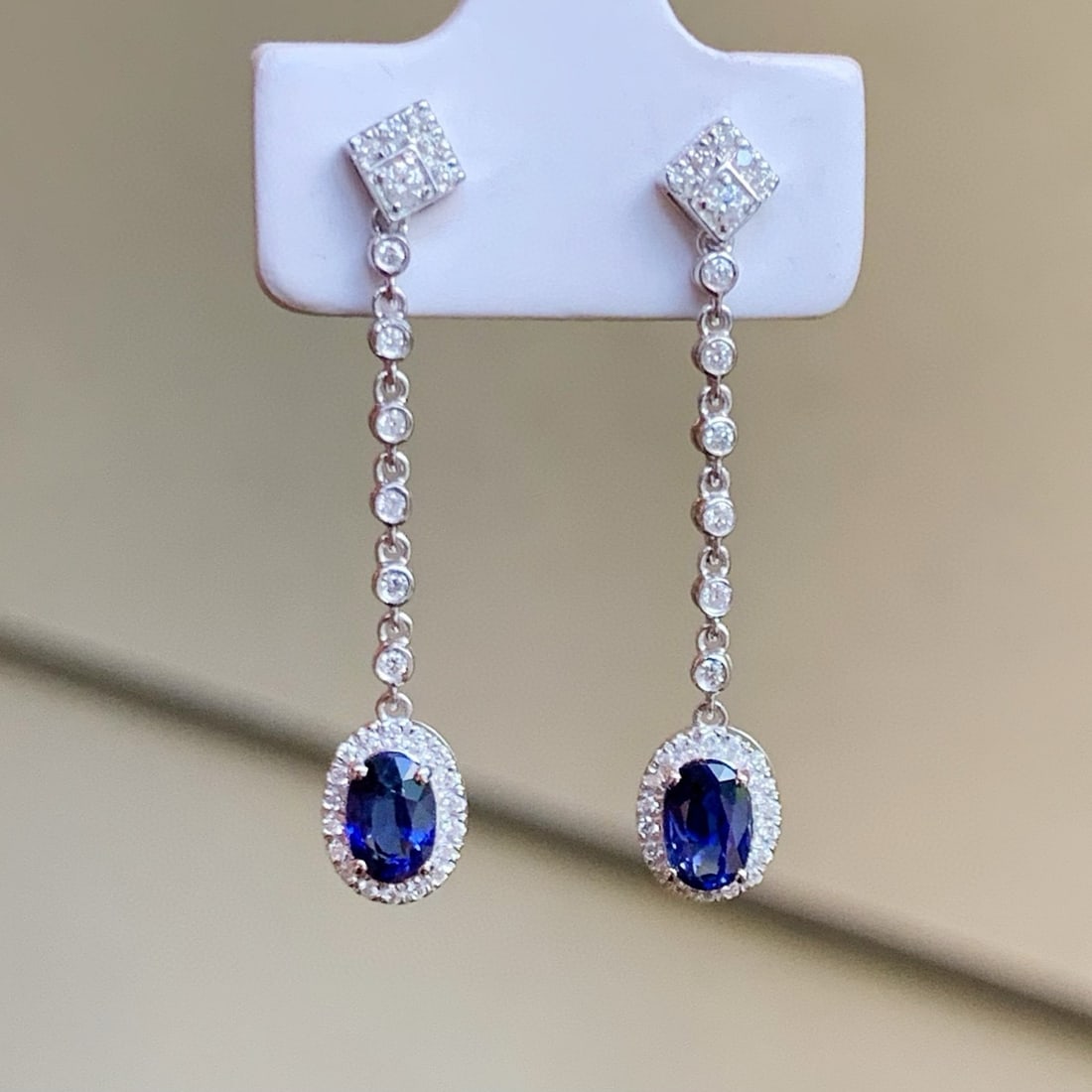 14k Gold 1.53 Ctw Natural Sapphire & Diamond Earrings - 2