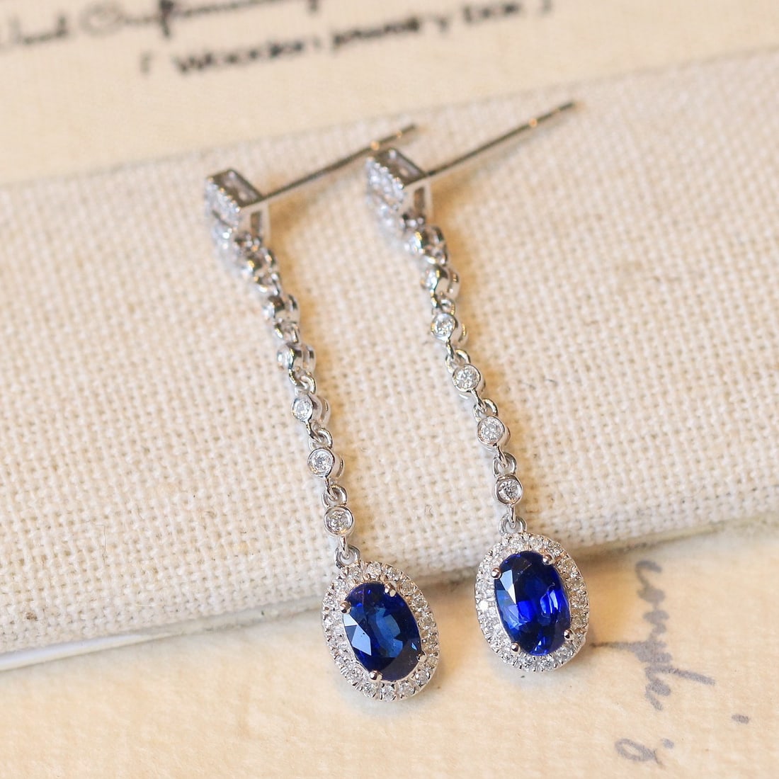 14k Gold 1.53 Ctw Natural Sapphire & Diamond Earrings - 5