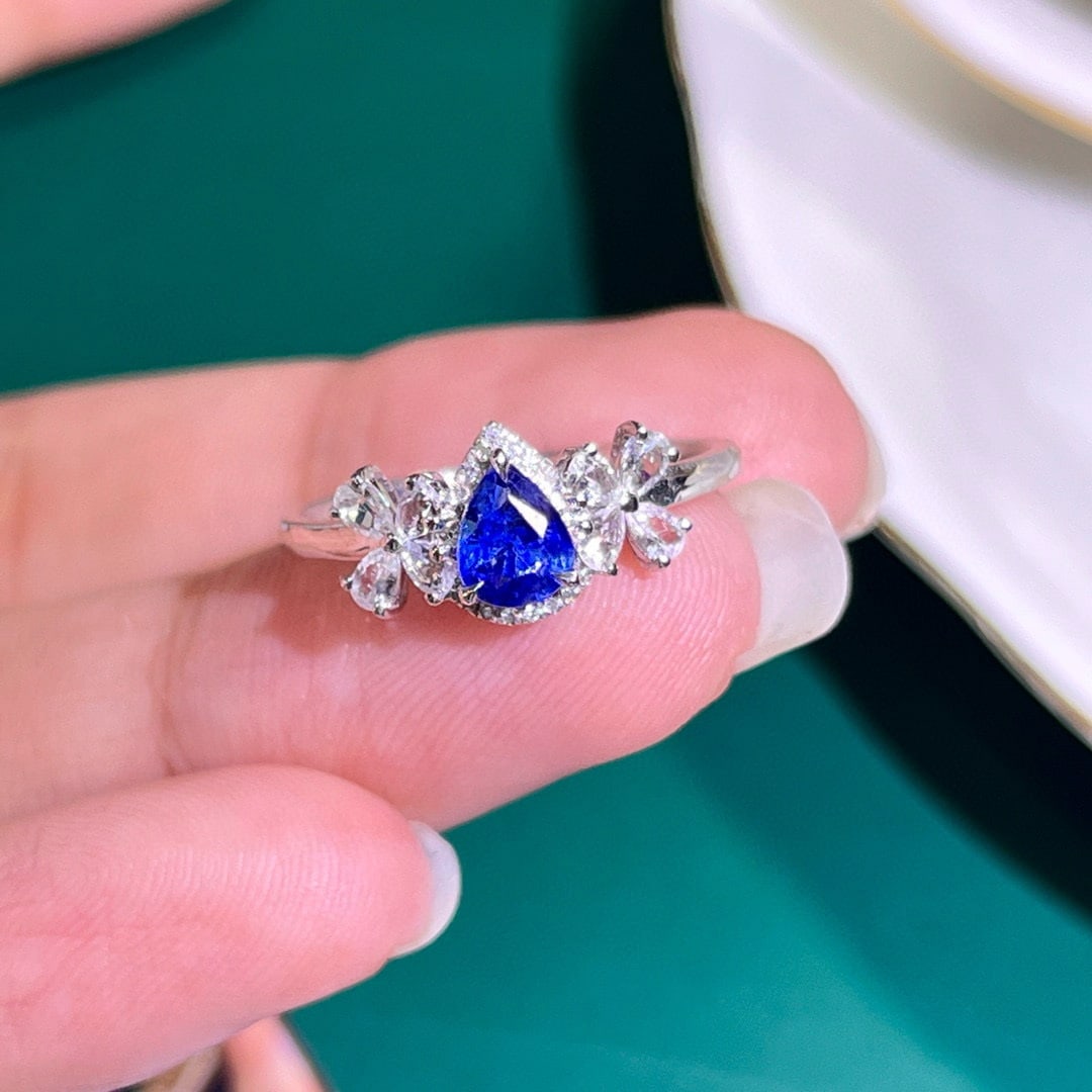 14k Gold 0.54 Ctw Natural Sapphire & Diamond Ring - 2