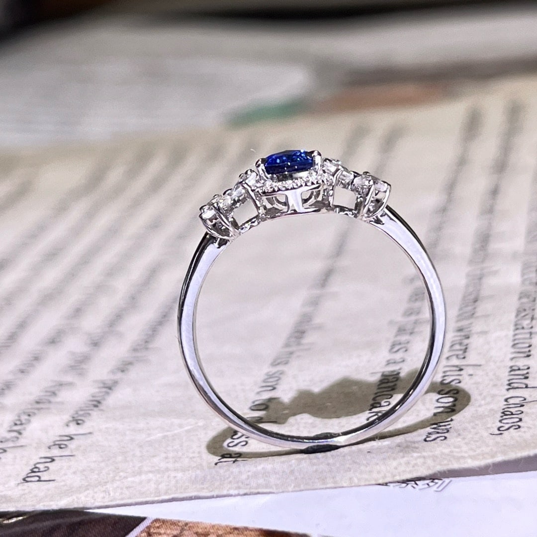 14k Gold 0.54 Ctw Natural Sapphire & Diamond Ring - 3